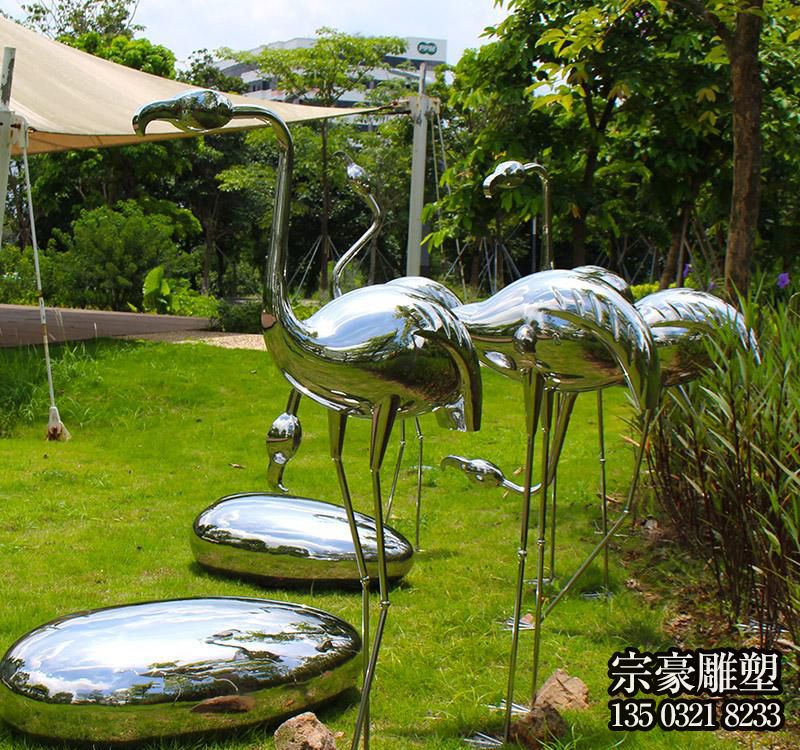 鏡面不銹鋼火烈鳥動(dòng)物擺件 鏡面不銹鋼火烈鳥動(dòng)物擺件